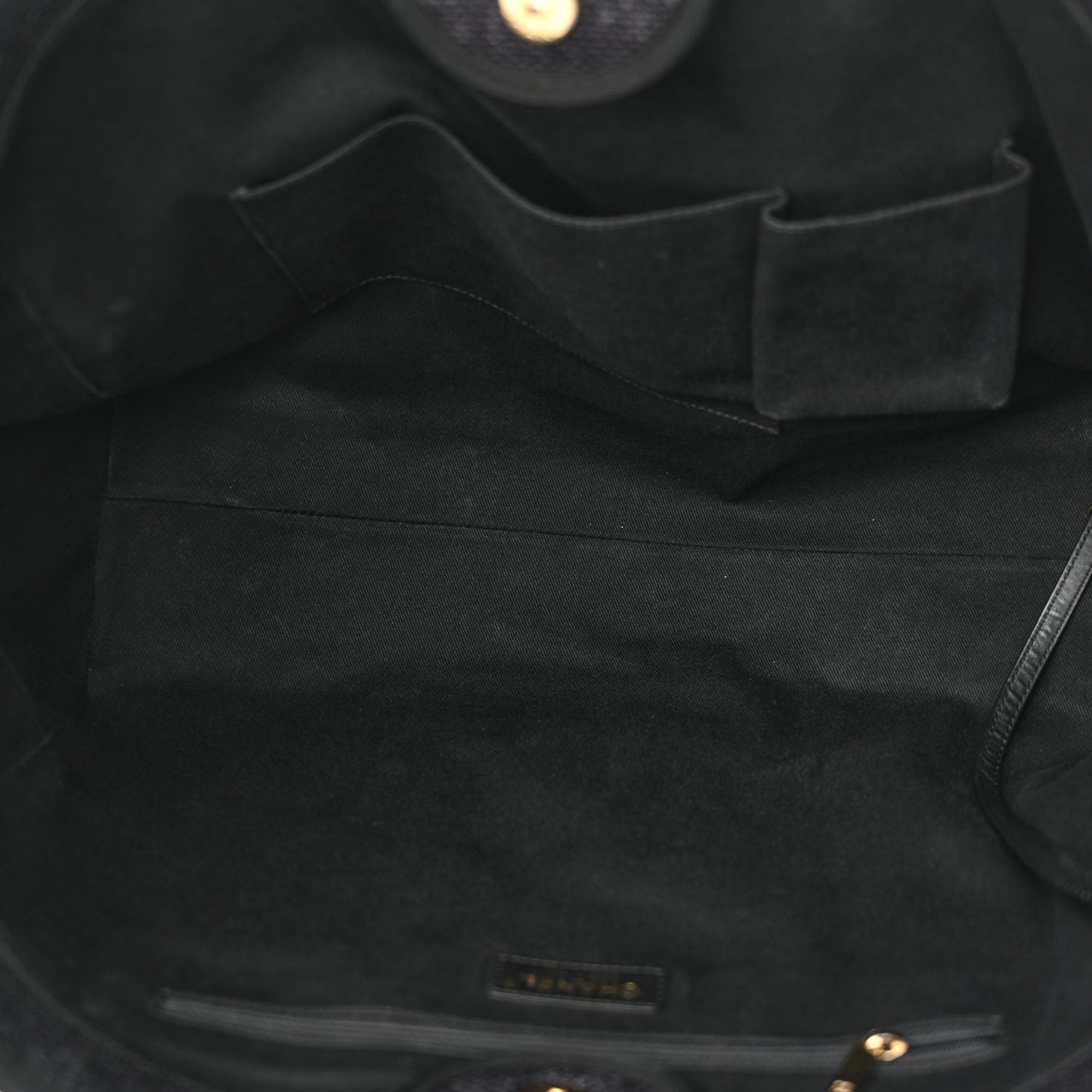 Woven Straw Raffia Large Deauville Tote Black