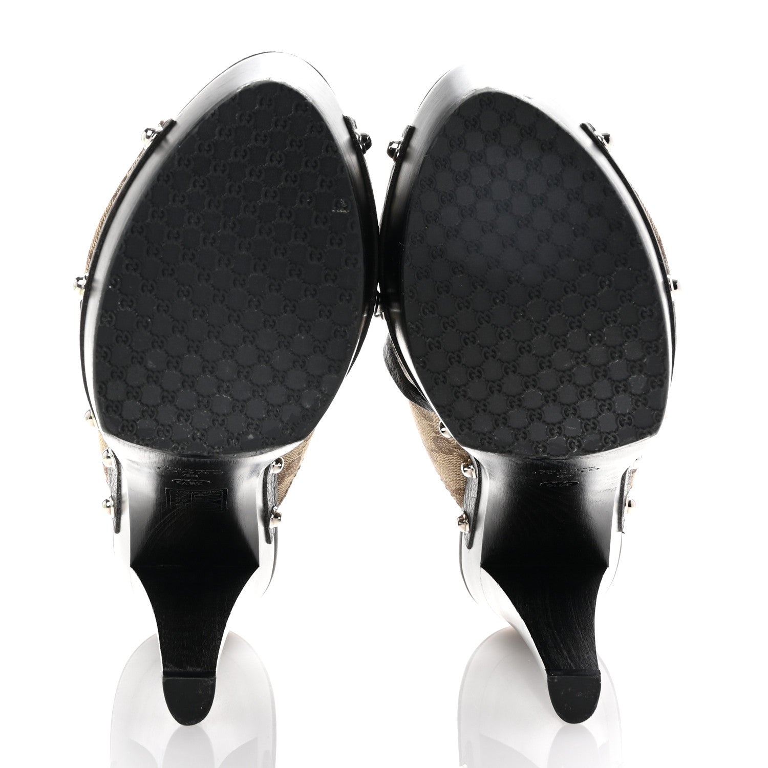 Gucci Monogram Cellarius Soft Calfskin Icon Bit Platform Clog High Heel Slide Sandals 38.5 Beige Ebony Cocoa 6 of 10