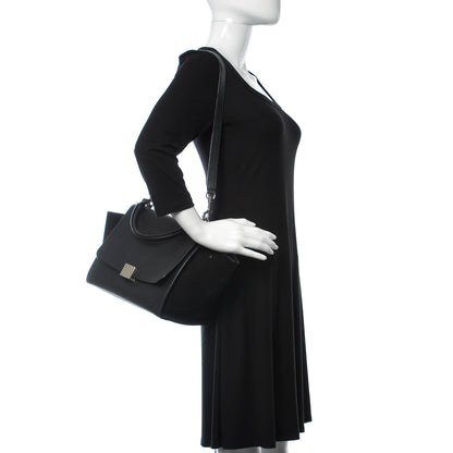 Celine Drummed Calfskin Suede Small Trapeze Black 2 of 11
