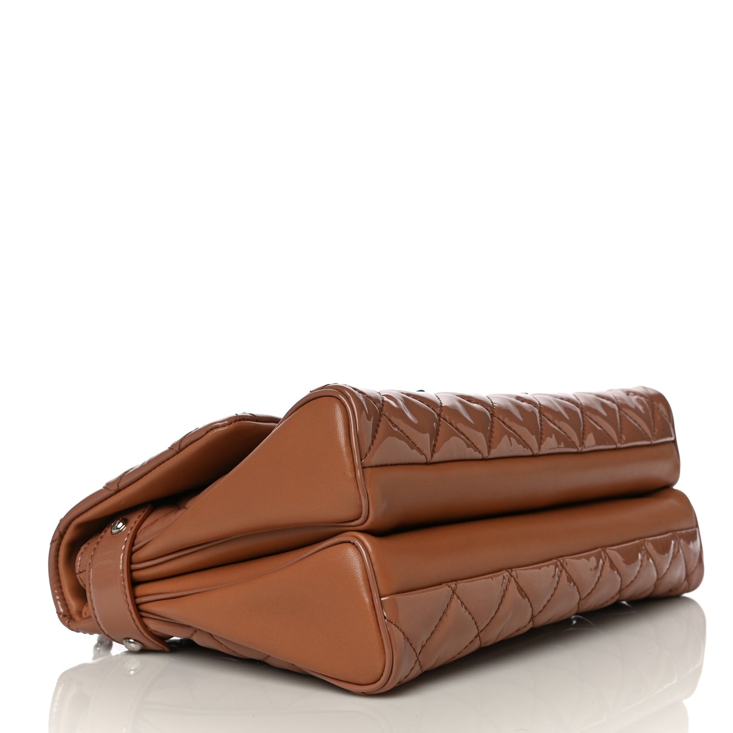 Patent Quilted Medium Rock In Rome Single Flap Brown
