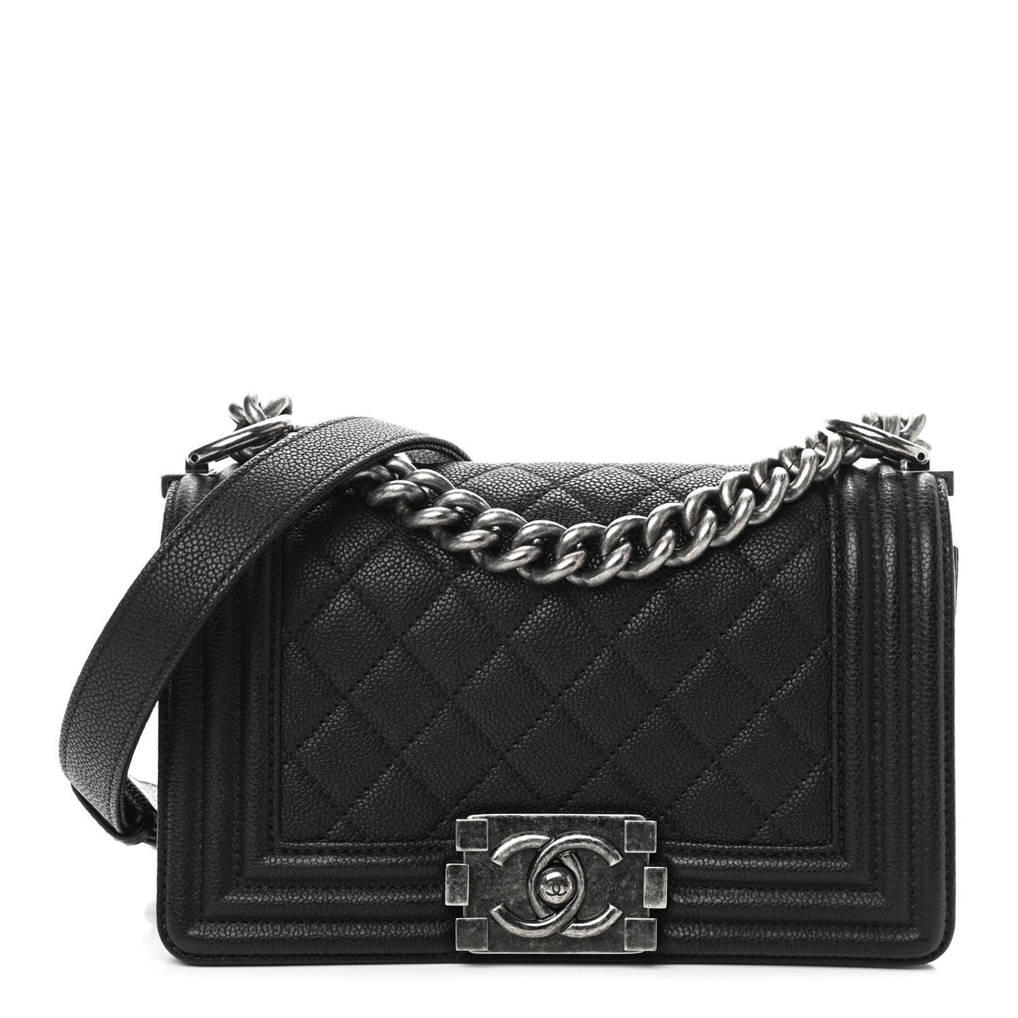 Caviar Quilted Small Boy Flap Black
