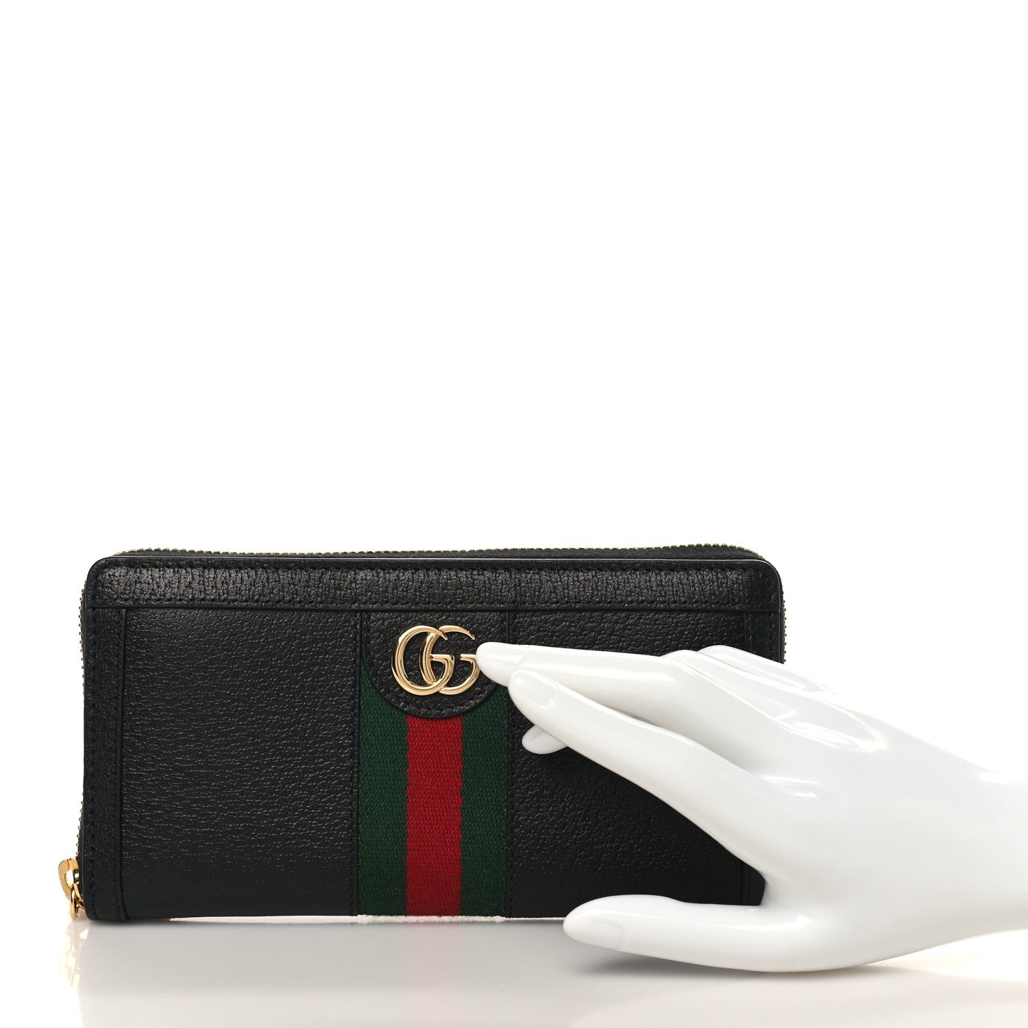 Gucci Calfskin Web Ophidia Zip Around Wallet Black 2 of 6