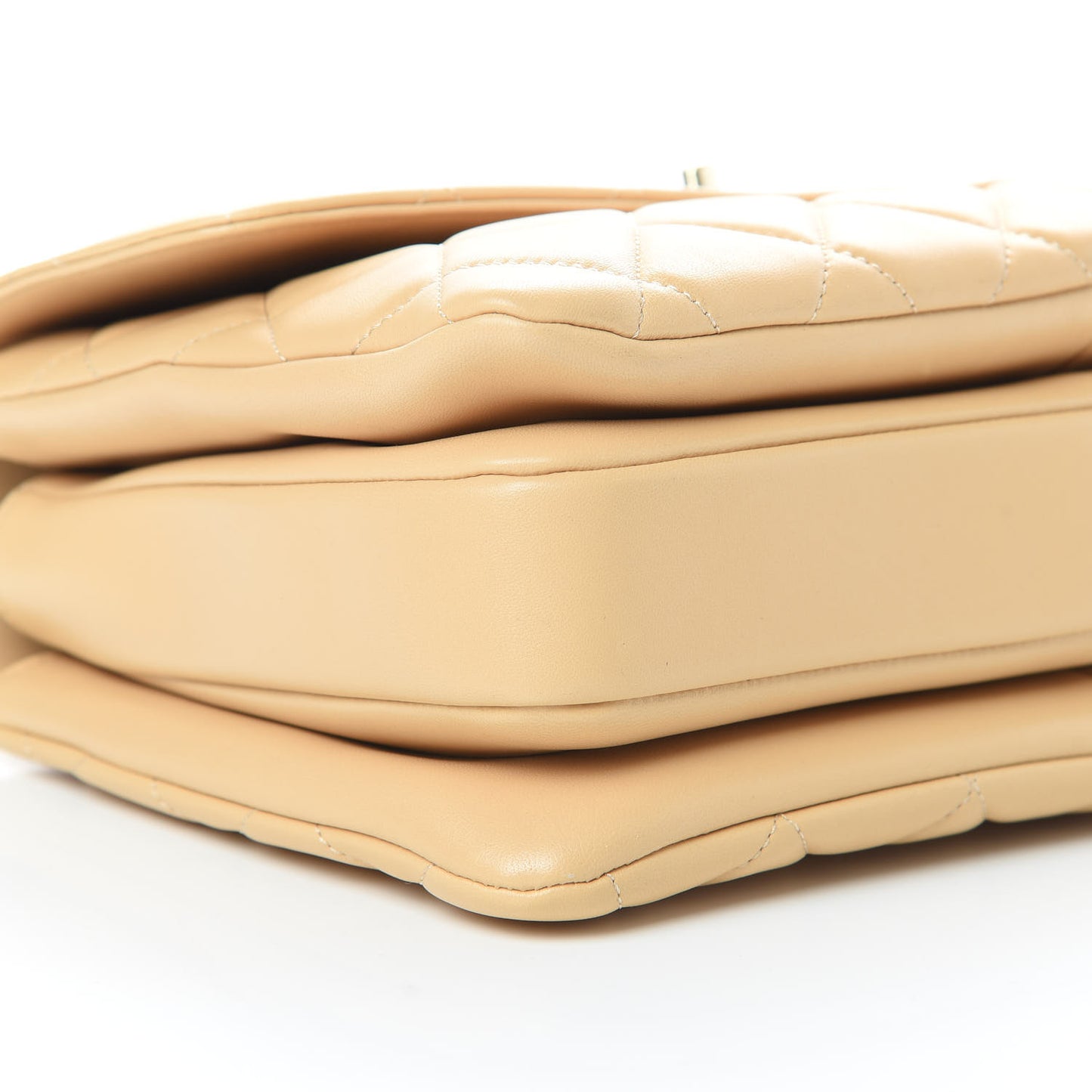 Lambskin Quilted Medium Trendy CC Flap Dual Handle Bag Beige