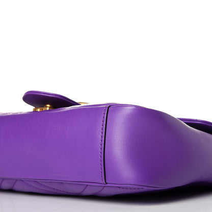 Gucci Calfskin Matelasse Medium GG Marmont Shoulder Bag Shine Purple 9 of 9