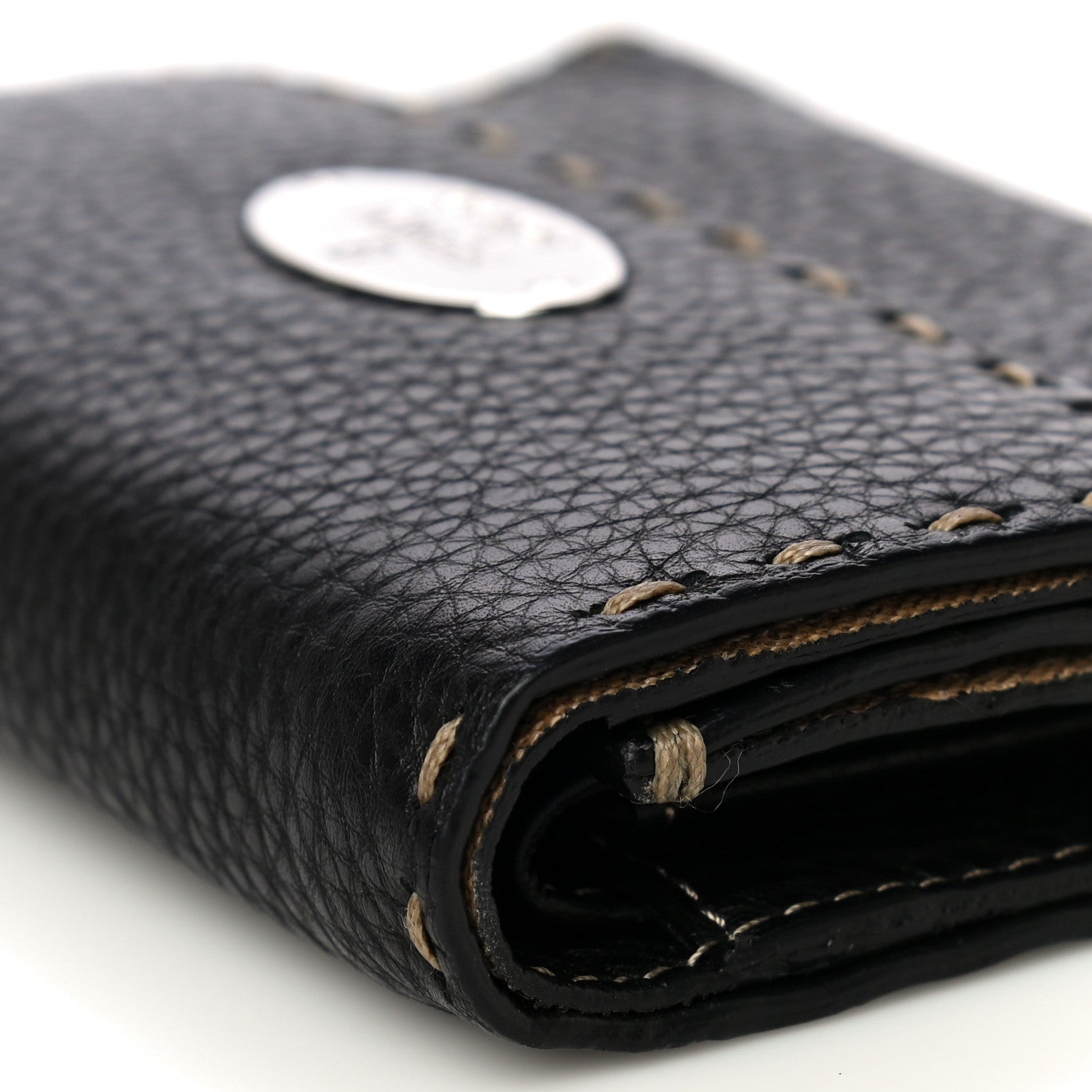 Fendi Calfskin Romano Selleria Tri-Fold Wallet Black 13 of 17