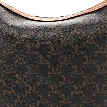Celine Calfskin Triomphe Canvas Heloise Shoulder Bag Tan 8 of 11
