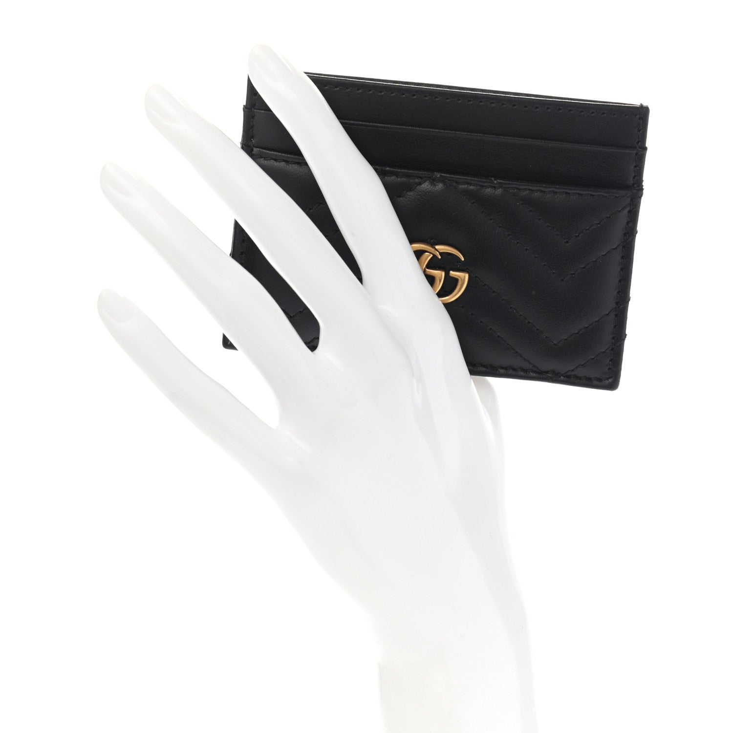 Gucci Calfskin Matelasse GG Marmont Card Holder Black 2 of 7