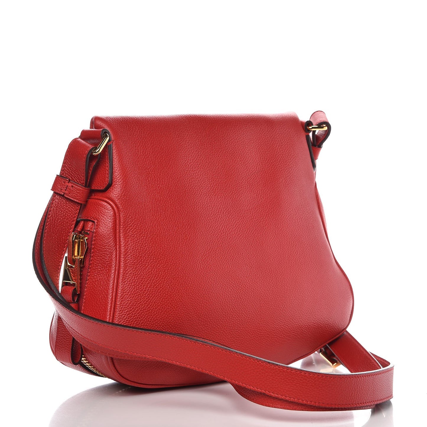 Pebbled Calfskin Medium Jennifer Flame Red