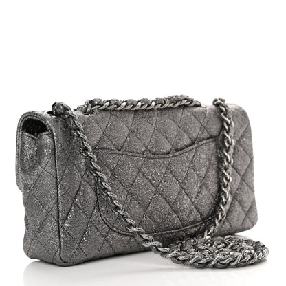Chanel Metallic Crackled Calfskin Quilted East West Flap Dark Silver 2 of 10
