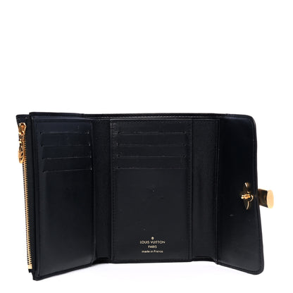 Louis Vuitton Monogram Flower Lock Compact Wallet Black 3 of 4