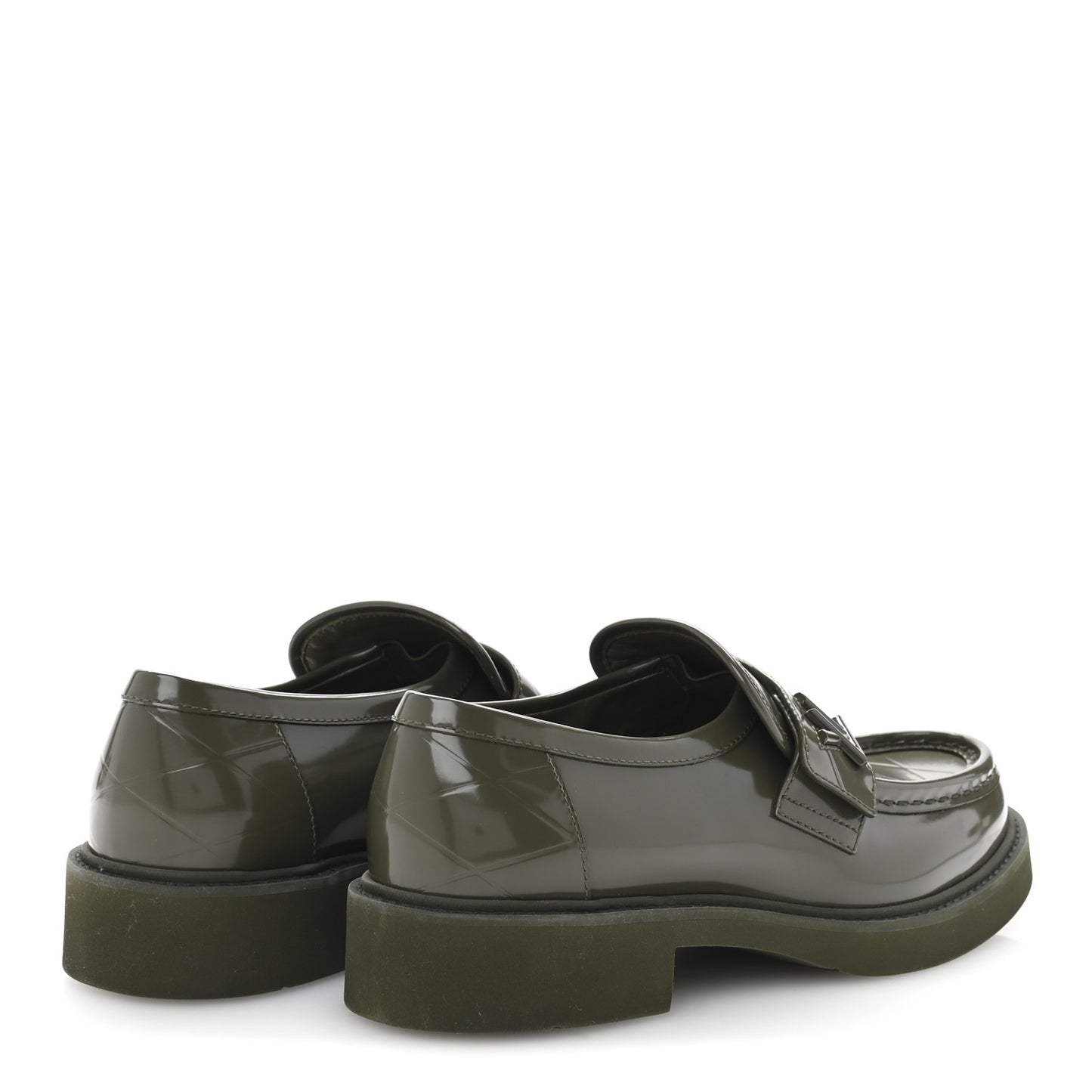 Shiny Calfskin Academy Loafers 38 Kaki