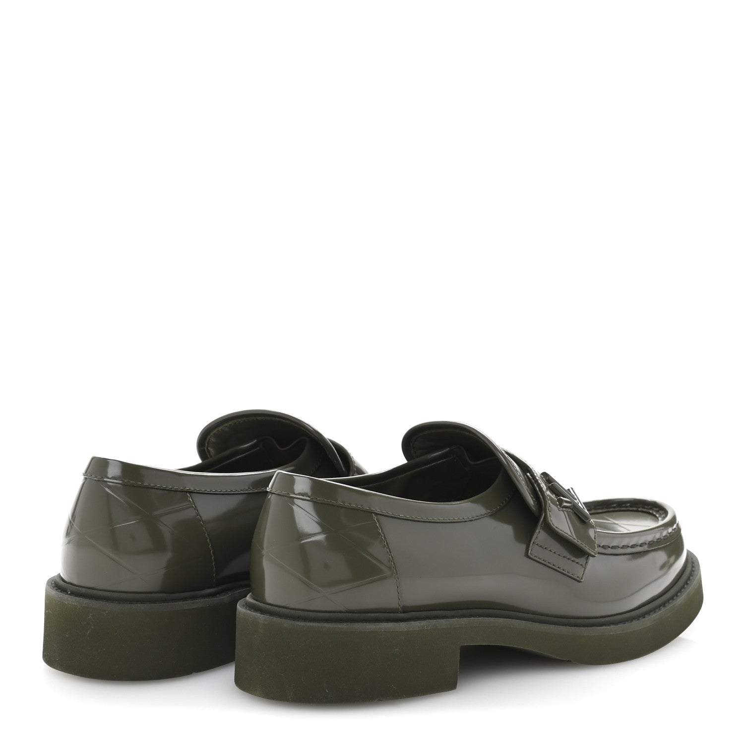 Louis Vuitton Shiny Calfskin Academy Loafers 38 Kaki 5 of 10