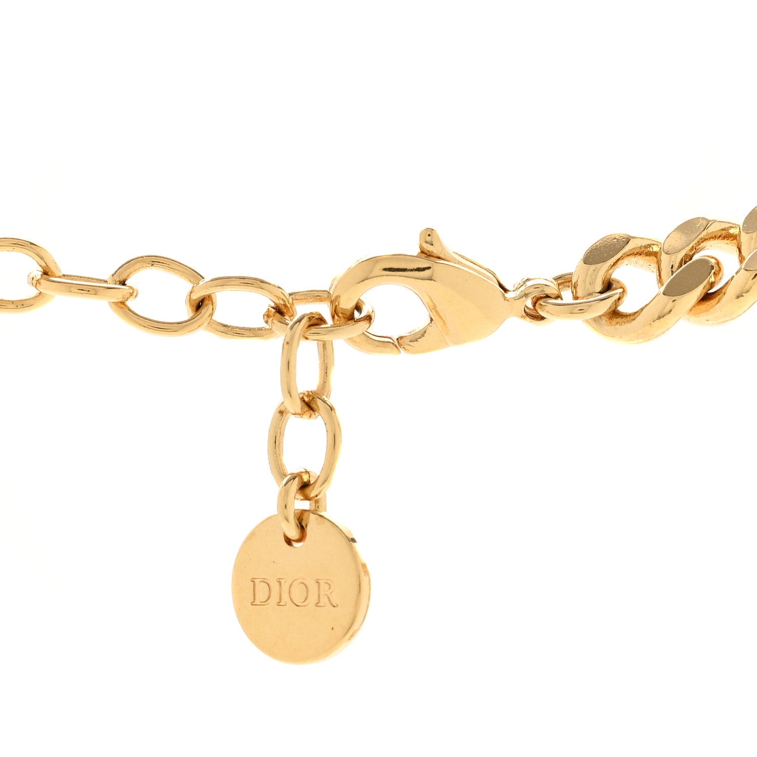 Christian Dior Metal Crystal Chain Choker Necklace Gold 5 of 5