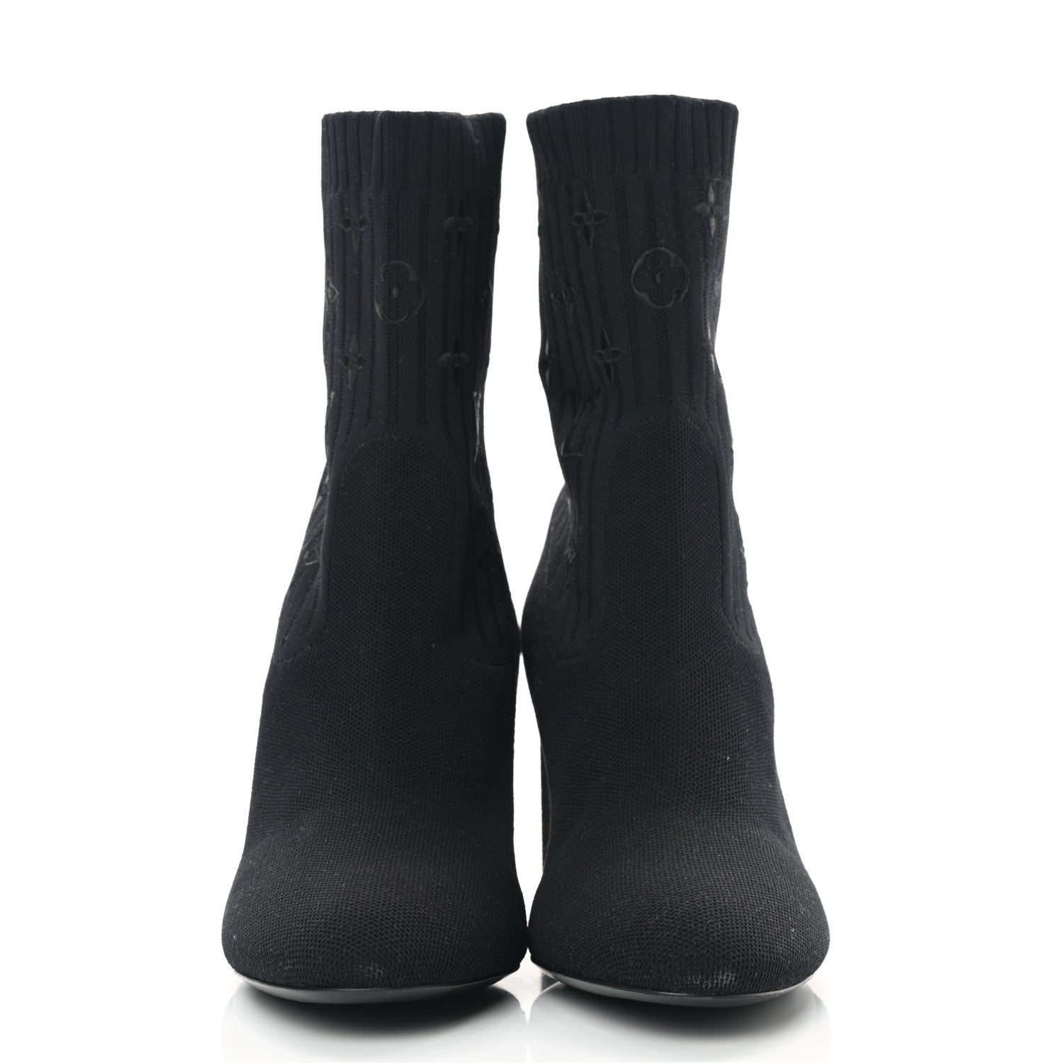 Louis Vuitton Monogram Stretch Fabric Silhouette Ankle Boots 40 Black 2 of 9