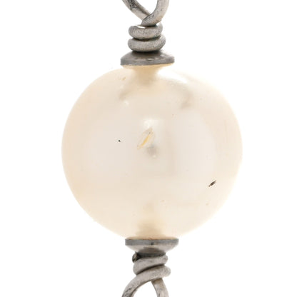 Chanel Graduated Pearl Crystal CC Long Necklace Silver 8 of 8