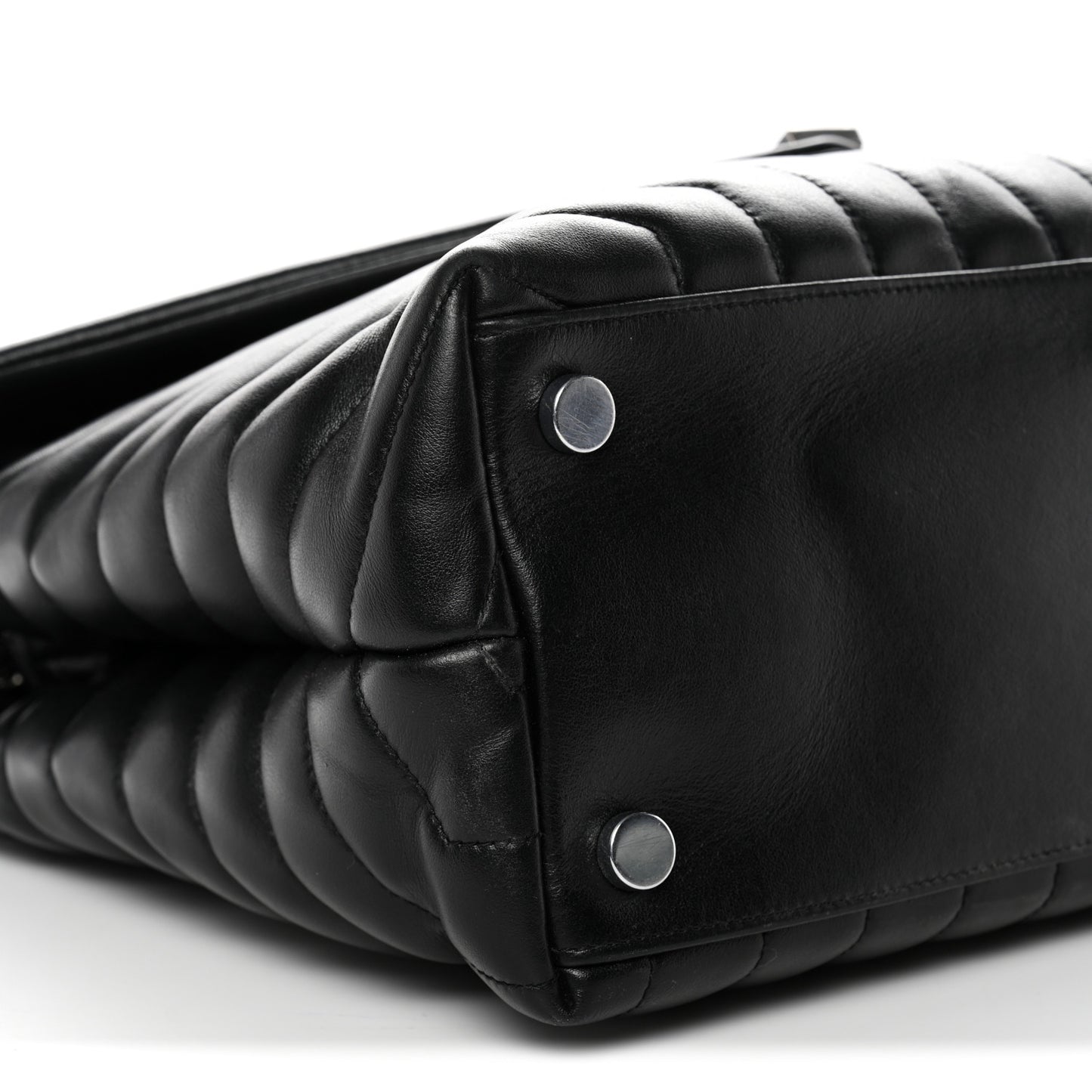 Calfskin Y Quilted Monogram Large Loulou Chain Satchel Black Black