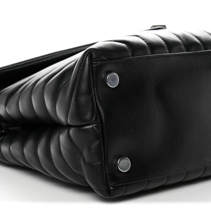 Saint Laurent Calfskin Y Quilted Monogram Large Loulou Chain Satchel Black Black 9 of 14