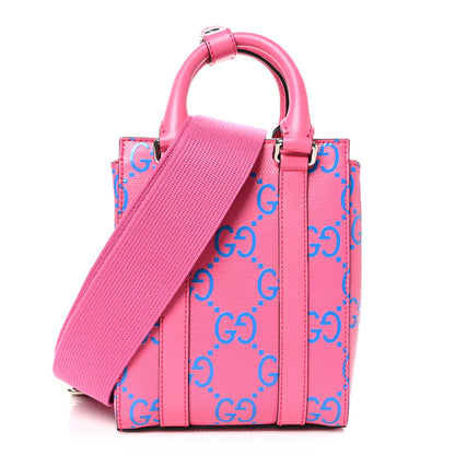 Gucci Calfskin GG Tennis Embossed Mini Tote Bag Modern Fuchsia Modern Blue 1 of 10