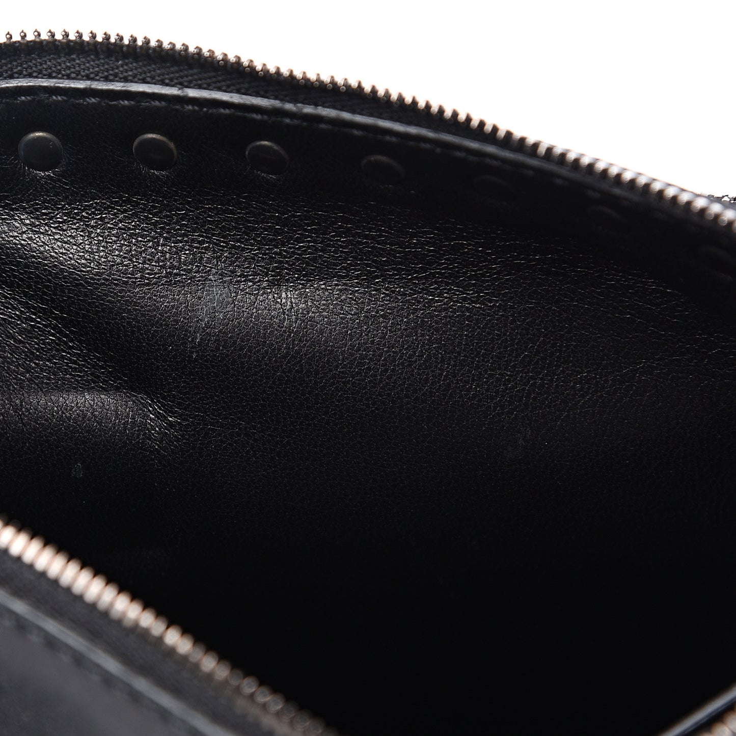 Vitello Rockstud Triple Zip Wristlet Pouch Black