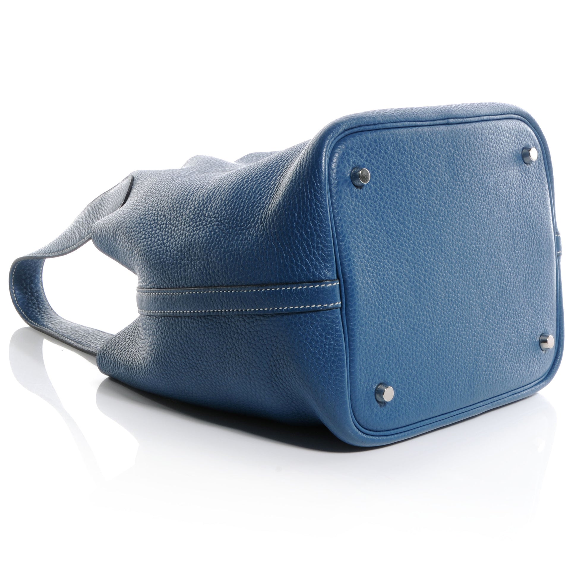 Hermes Taurillon Clemence Picotin MM Blue Jean 4 of 7