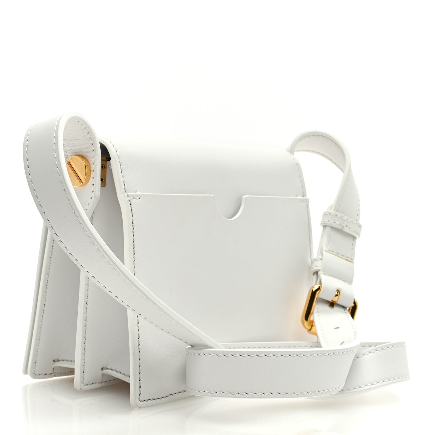 Calfskin Padded Diag Baby Binder Flap Bag White
