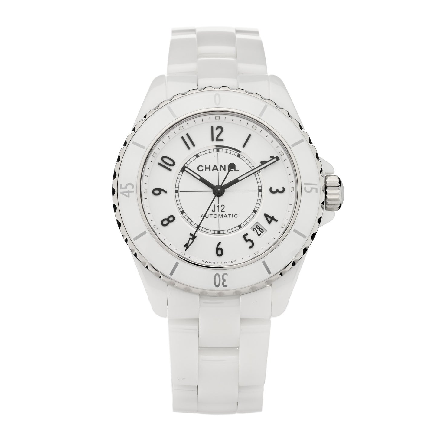Stainless Steel Ceramic 38mm J12 Automatic Watch White