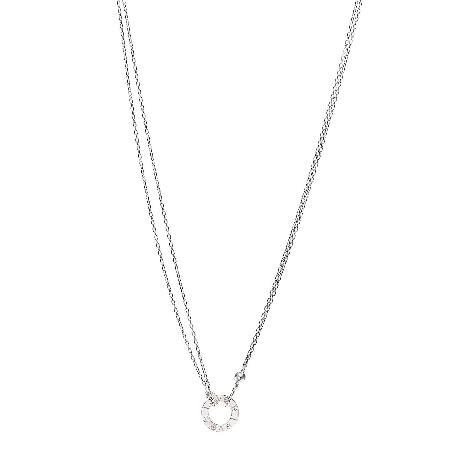 18K White Gold 2 Diamond LOVE Necklace