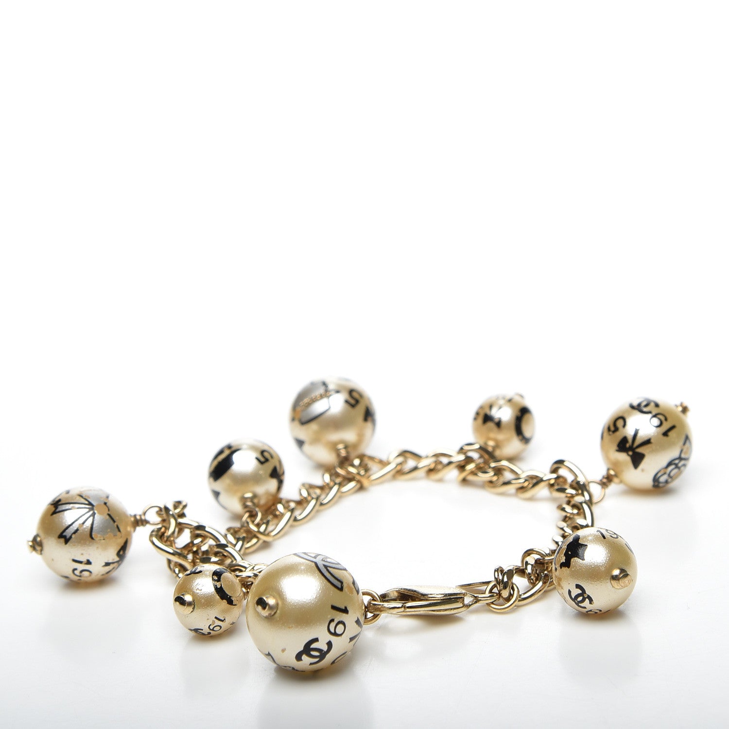 Chanel Painted Pearl CC Coco Bracelet Black Gold 2 of 10