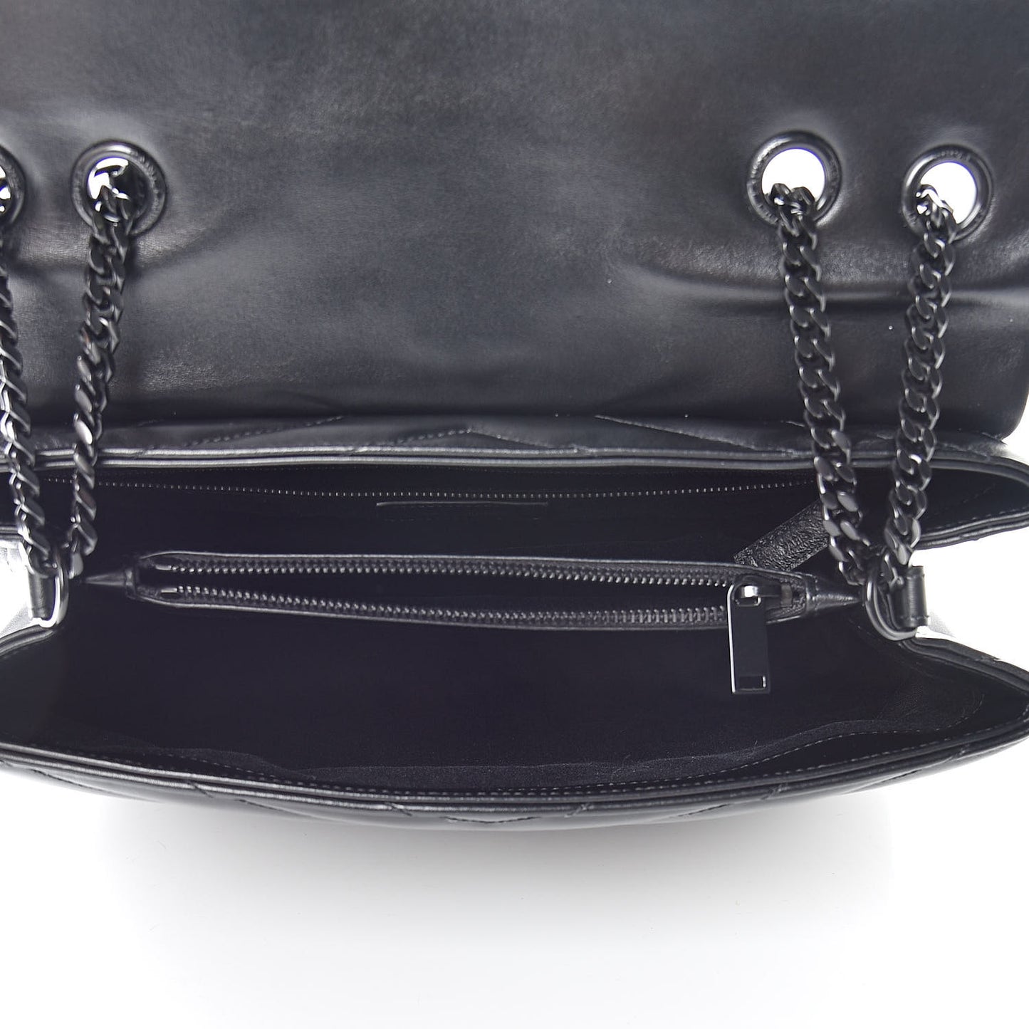 Calfskin Y Quilted Monogram Medium Loulou Chain Satchel Black