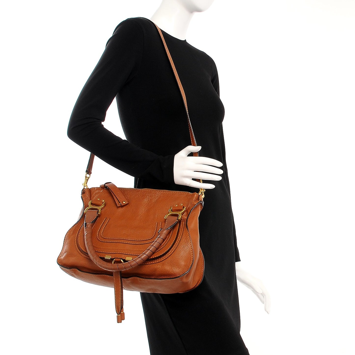 Calfskin Medium Marcie Satchel Tan