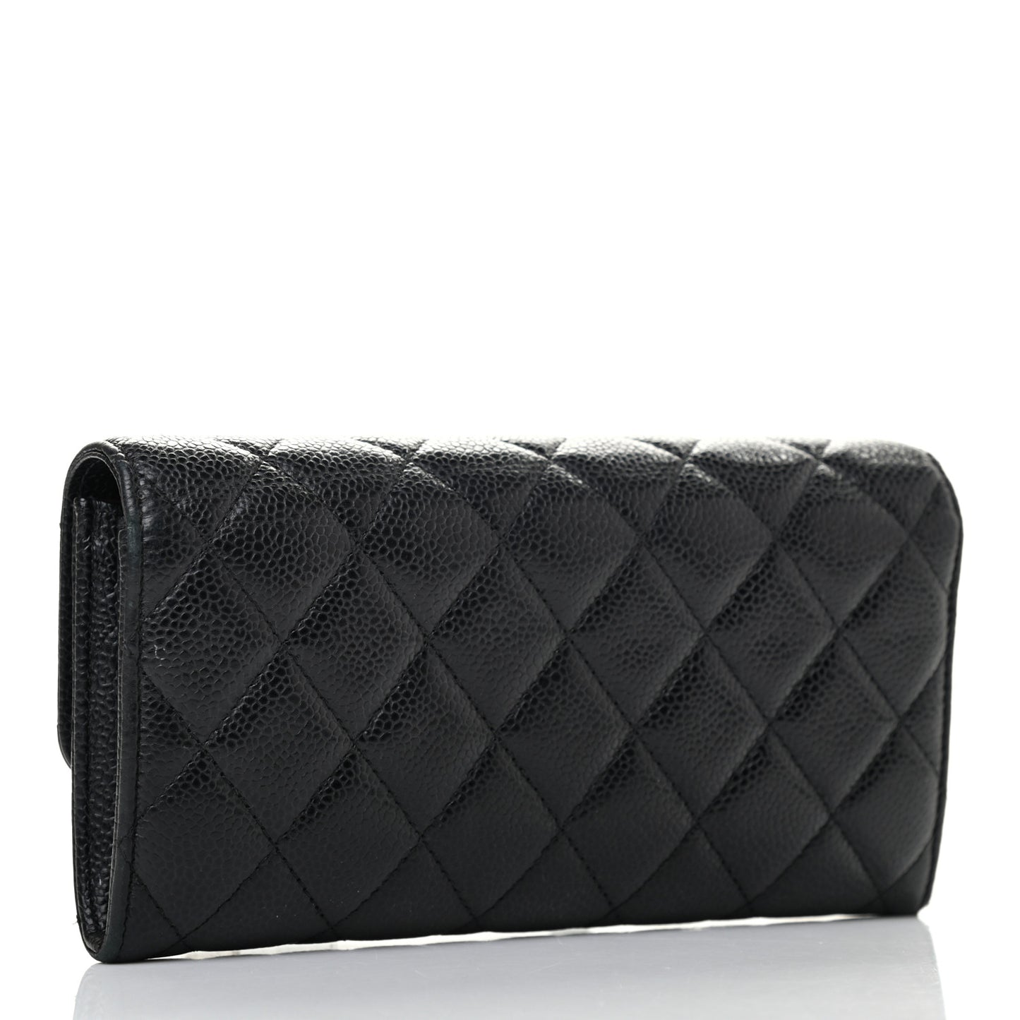 Caviar Quilted Large Flap Wallet Black