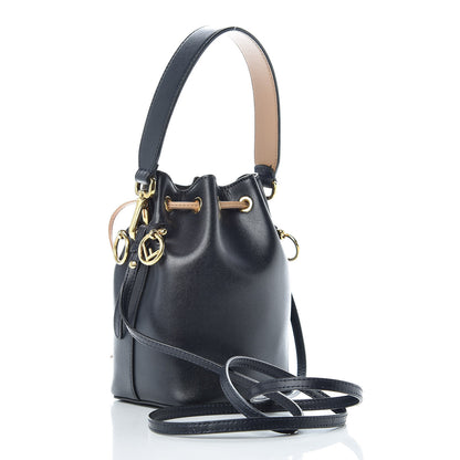 Fendi Vitello Liberty F is Fendi Stamp Patch Mini Mon Tresor Bucket Bag Blue Notte Cuoio Flamingo 3 of 11