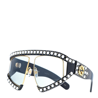 Gucci Acetate Pearl Rectangular Frame Sunglasses GG0234S Black 1 of 8