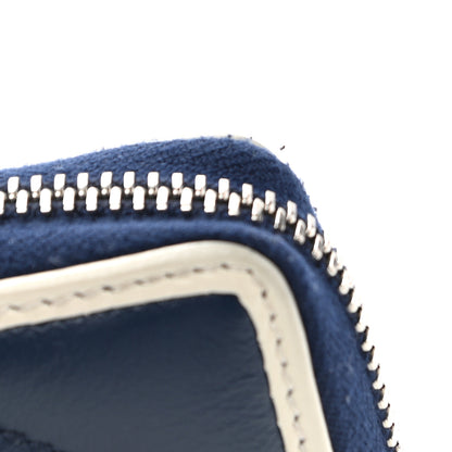 Gucci Vintage Effect Calfskin Matelasse Diagonal Torchon GG Marmont Zip Around Wallet Blue Agata Mystic White 8 of 8