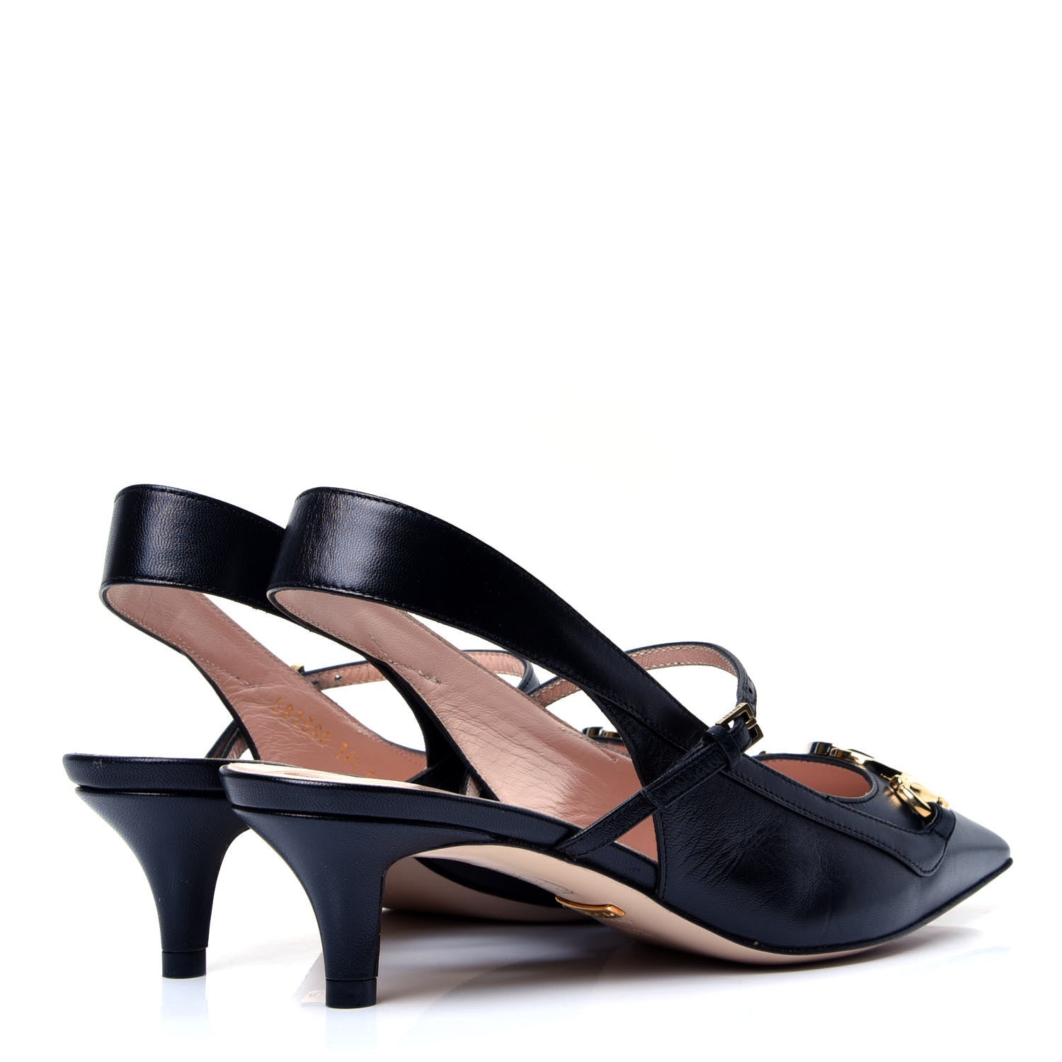 Gucci Malaga Kid Zumi Low Heel Slingback Pumps 36.5 Black 3 of 11