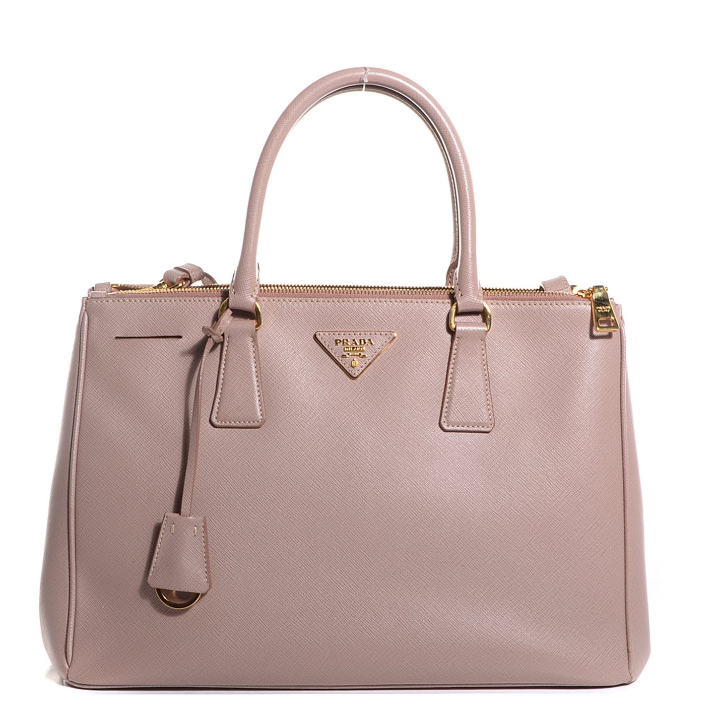 Saffiano Lux Medium Double Zip Tote Cammeo