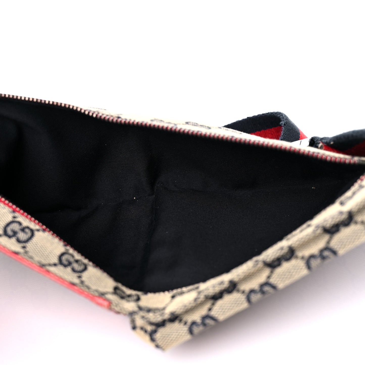 GG Monogram Web Double Pocket Belt Bag Navy Red
