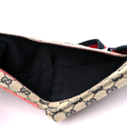 Gucci GG Monogram Web Double Pocket Belt Bag Navy Red 5 of 11