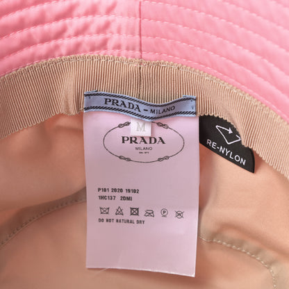 Prada Re-Nylon Metal Triangle Logo Womens Bucket Hat M Begonia 6 of 7