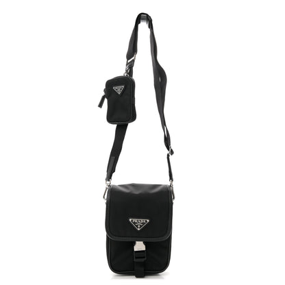 Prada Re-Nylon Saffiano Mini Pocket Single Snap Buckle Messenger Bag Black 1 of 10