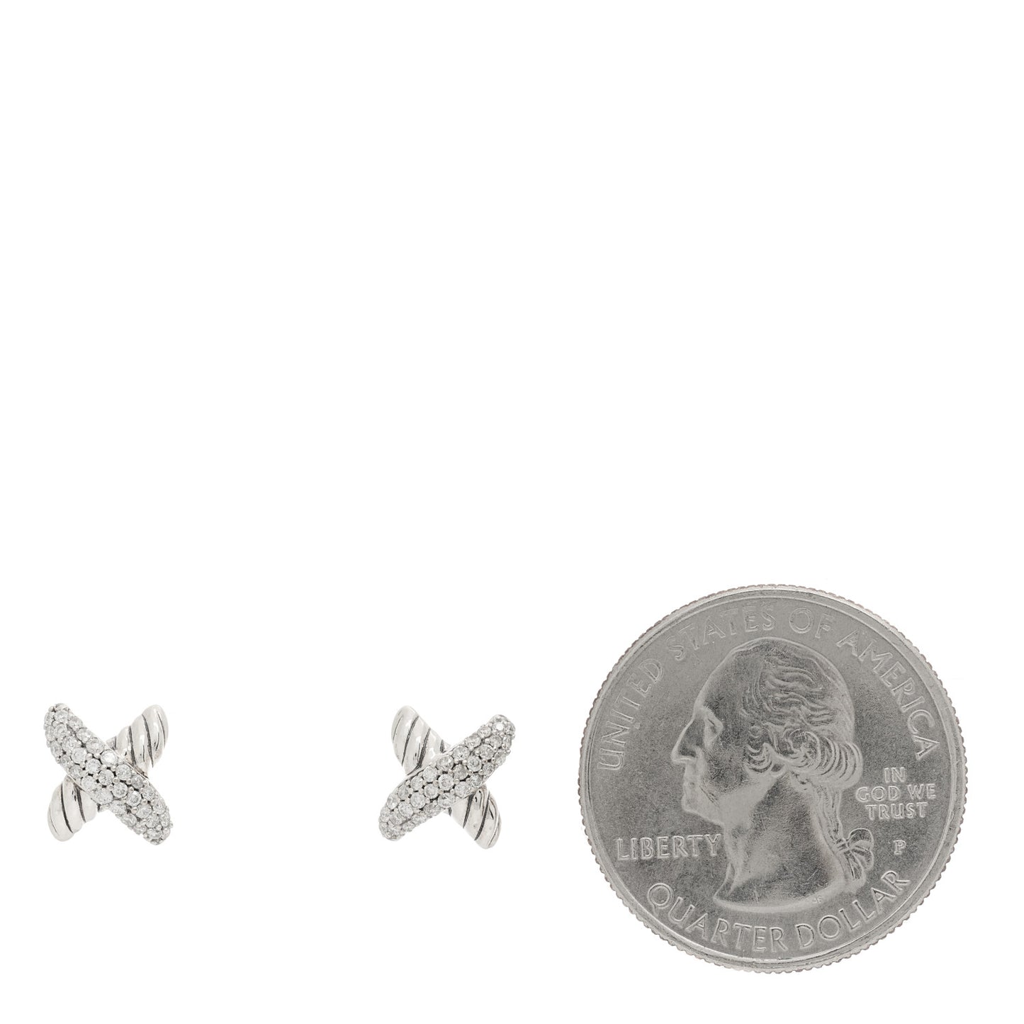 Sterling Silver Diamond 8mm X Earrings