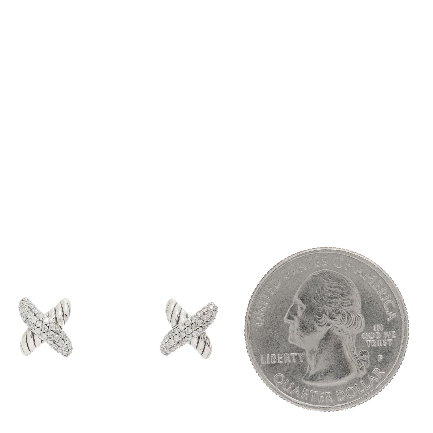 David Yurman Sterling Silver Diamond 8mm X Earrings 2 of 4