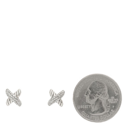 David Yurman Sterling Silver Diamond 8mm X Earrings 2 of 4