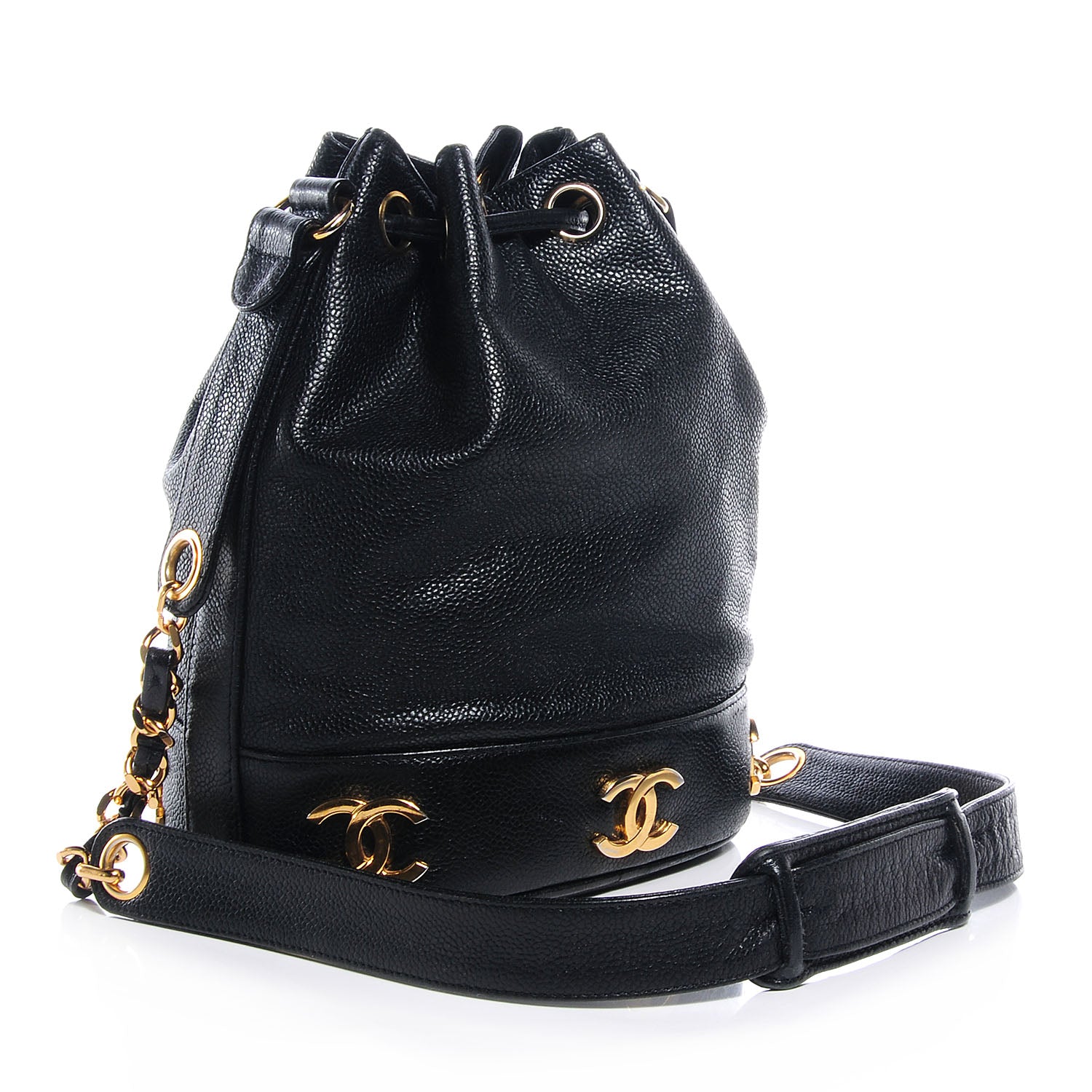 Chanel Caviar CC Drawstring Shoulder Bag Black 3 of 6