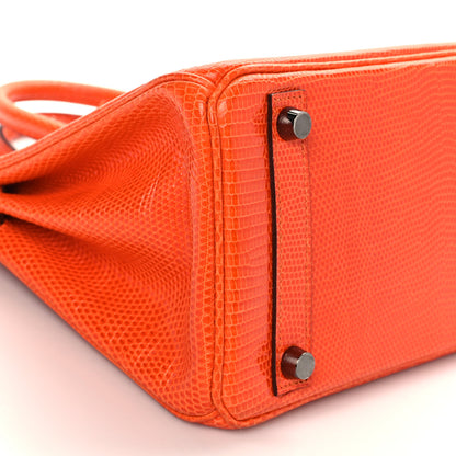 Hermes Lizard Birkin 25 Orange 7 of 9
