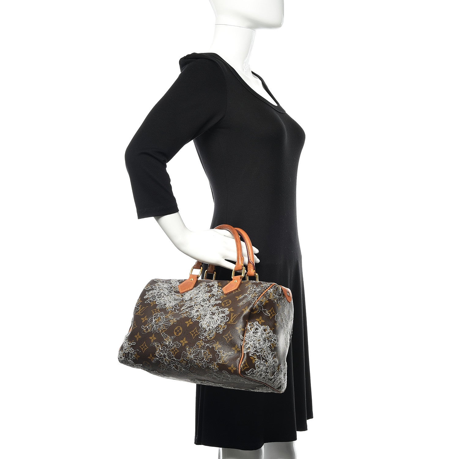Louis Vuitton Monogram Dentelle Speedy 30 Silver 2 of 20