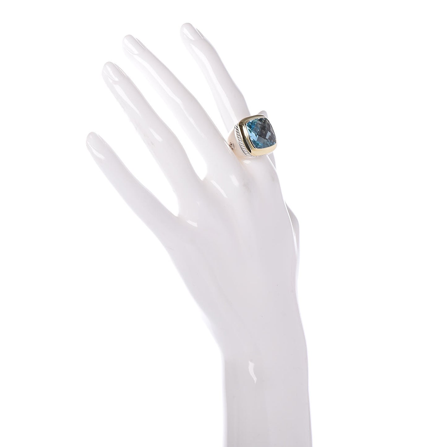 Sterling Silver 18K Yellow Gold Blue Topaz 14mm Albion Statement Ring 53 6.25