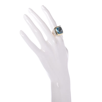David Yurman Sterling Silver 18K Yellow Gold Blue Topaz 14mm Albion Statement Ring 53 6.25 2 of 5