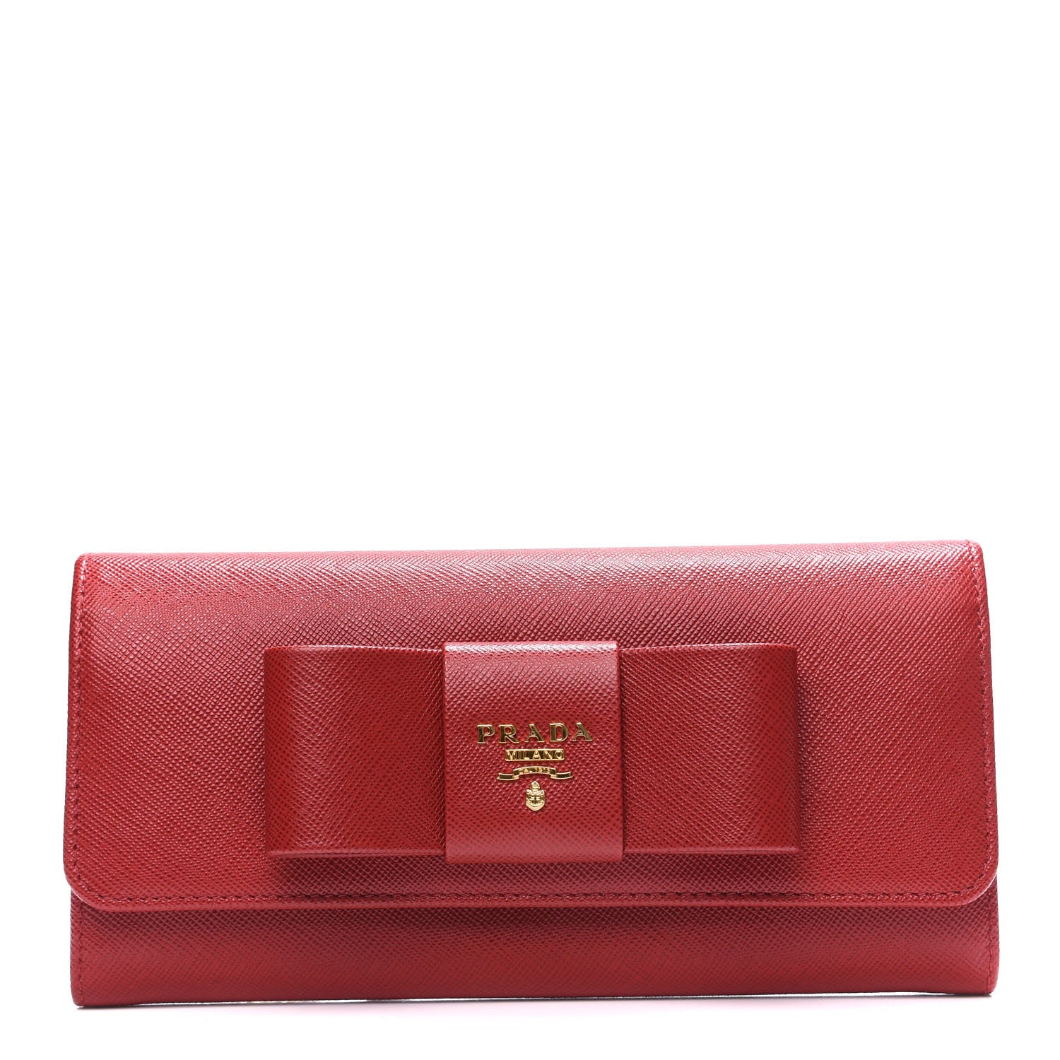 Prada Saffiano Fiocco Bow Continental Wallet Fuoco 1 of 11