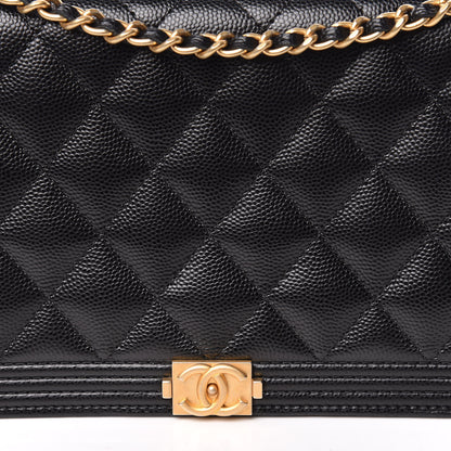 Chanel Caviar Quilted Boy Wallet On Chain WOC Black 11 of 14